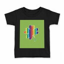 tシャツ キッズ 半袖 黒地 ブラック デザイン 90 100 110 120 130 140 150 160 Tシャツ ティーシャツ T shirt 006037 クローバー レインボー