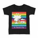 tシャツ キッズ 半袖 黒地 ブラック デザイン 90 100 110 120 130 140 150 160 Tシャツ ティーシャツ T shirt 006038 クローバー レインボー