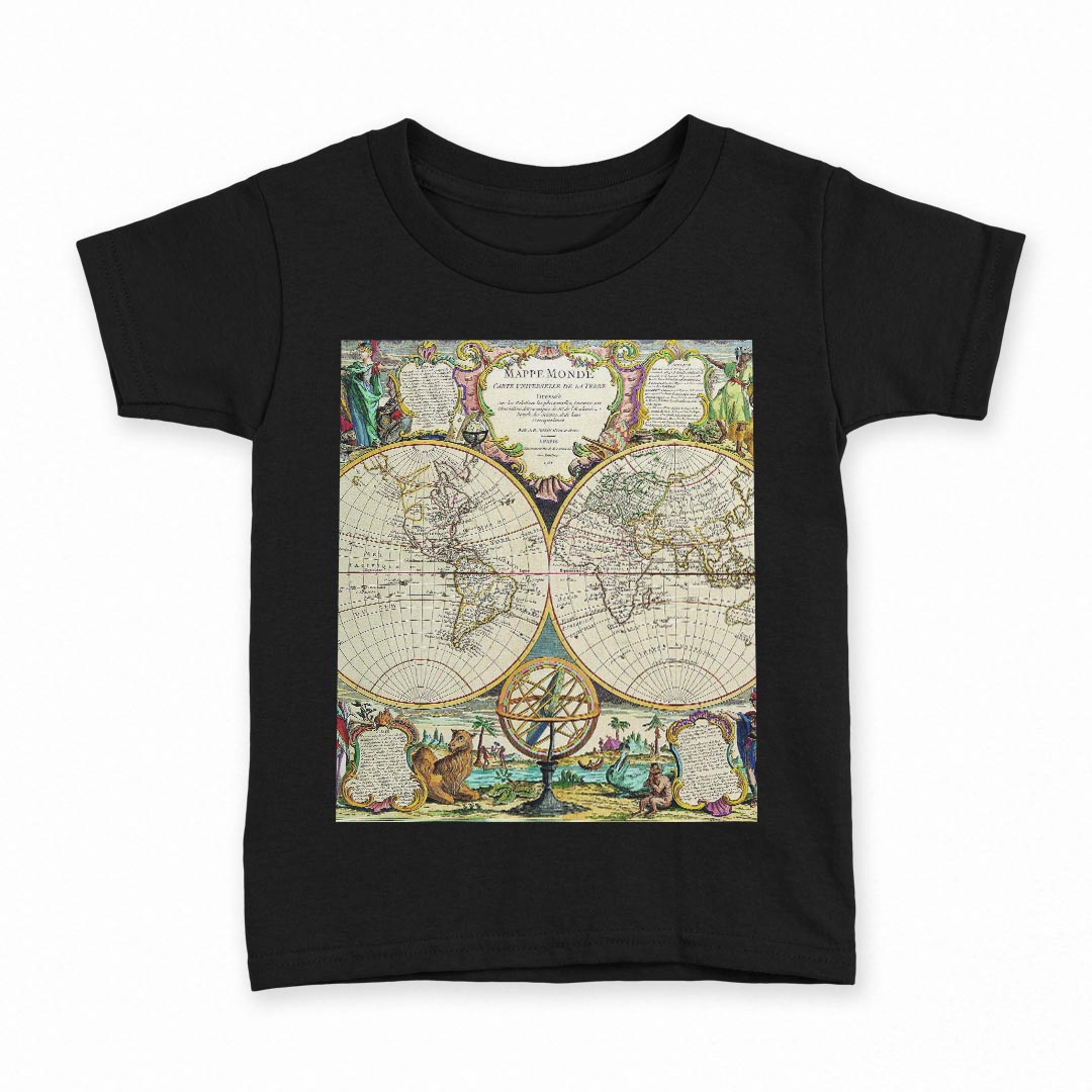 tシャツ キッズ 半袖 黒地 ブラック デザイン 90 100 110 120 130 140 150 160 Tシャツ ティーシャツ T shirt 006040 世界 地図