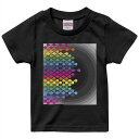 tシャツ キッズ 半袖 黒地 ブラック デザイン 90 100 110 120 130 140 150 160 Tシャツ ティーシャツ T shirt 006084 レインボー 模様