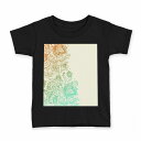 tシャツ キッズ 半袖 黒地 ブラック デザイン 90 100 110 120 130 140 150 160 Tシャツ ティーシャツ T shirt 006089 レインボー 花 フラワー