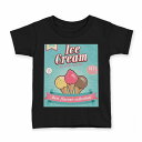 tシャツ キッズ 半袖 黒地 ブラック デザイン 90 100 110 120 130 140 150 160 Tシャツ ティーシャツ T shirt 006222 アイス イラスト(4)