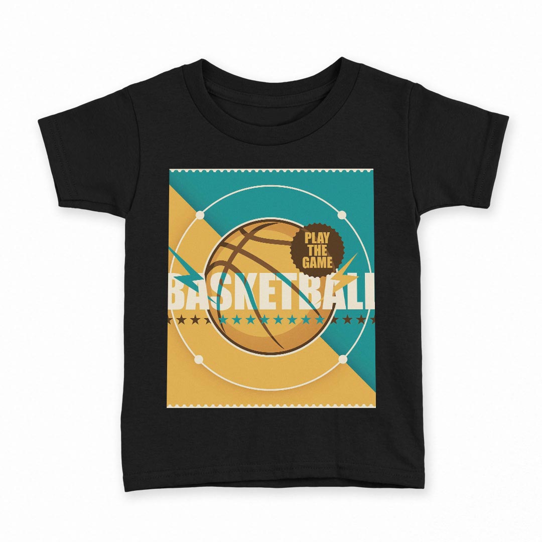 tシャツ キッズ 半袖 黒地 ブラック デザイン 90 100 110 120 130 140 150 160 Tシャツ ティーシャツ T shirt 006270 英語　文字　バスケ