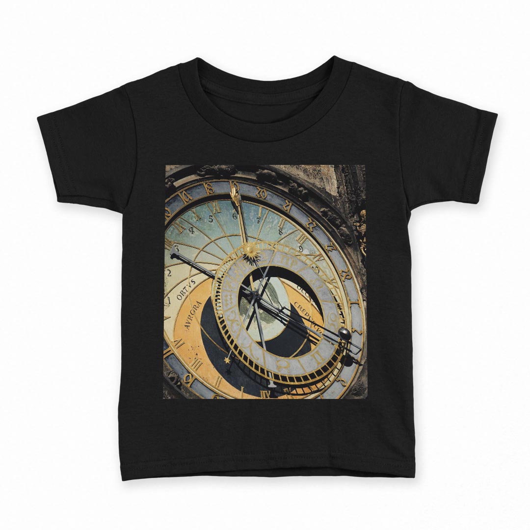 Rakuten - tシャツ キッズ 半袖 黒地 ブラック デザイン 90 100 110 120 130 140 150 160 Tシャツ ティーシャツ T shirt 006276 写真　時計