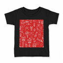 tシャツ キッズ 半袖 黒地 ブラック デザイン 90 100 110 120 130 140 150 160 Tシャツ ティーシャツ T shirt 006278 ハート イラスト(4)