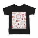 tシャツ キッズ 半袖 黒地 ブラック デザイン 90 100 110 120 130 140 150 160 Tシャツ ティーシャツ T shirt 006324 ハート 文字 英語(4)