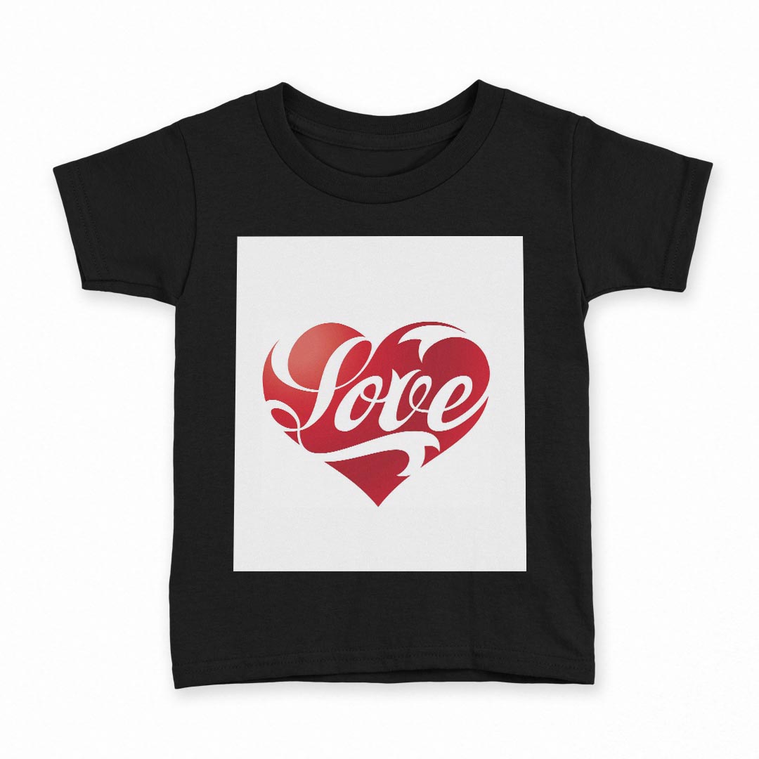 tシャツ キッズ 半袖 黒地 ブラック デザイン 90 100 110 120 130 140 150 Tシャツ ティーシャツ T shirt 006416 ハート　英語　文字