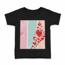 tシャツ キッズ 半袖 黒地 ブラック デザイン 90 100 110 120 130 140 150 160 Tシャツ ティーシャツ T shirt 006428 ハート 花 フラワー(4)