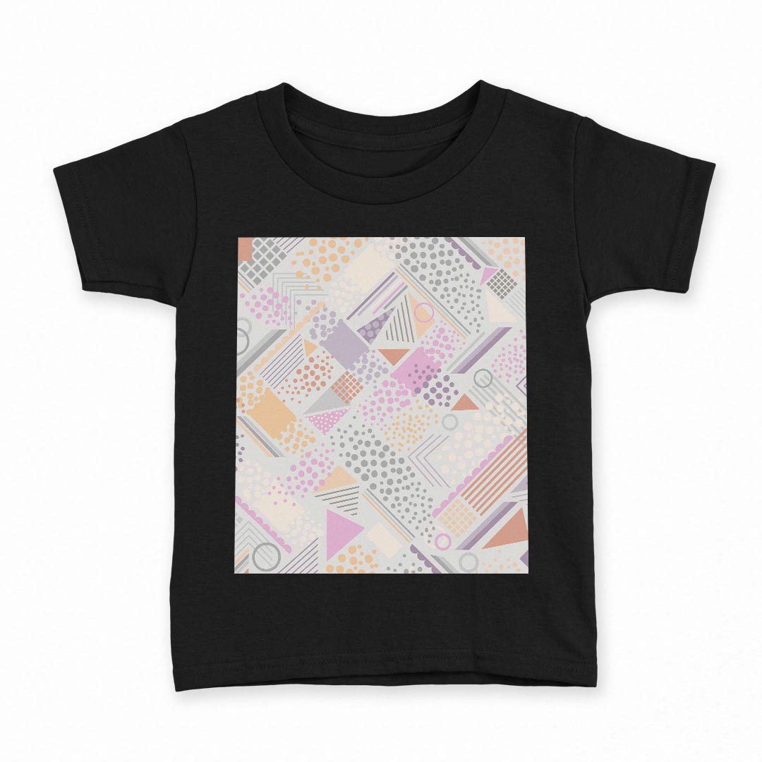 tシャツ キッズ 半袖 黒地 ブラック デザイン 90 100 110 120 130 140 150 160 Tシャツ ティーシャツ T shirt 006528 ピンク　黄色　模様