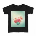 tシャツ キッズ 半袖 黒地 ブラック デザイン 90 100 110 120 130 140 150 160 Tシャツ ティーシャツ T shirt 006530 花 フラワー(4)
