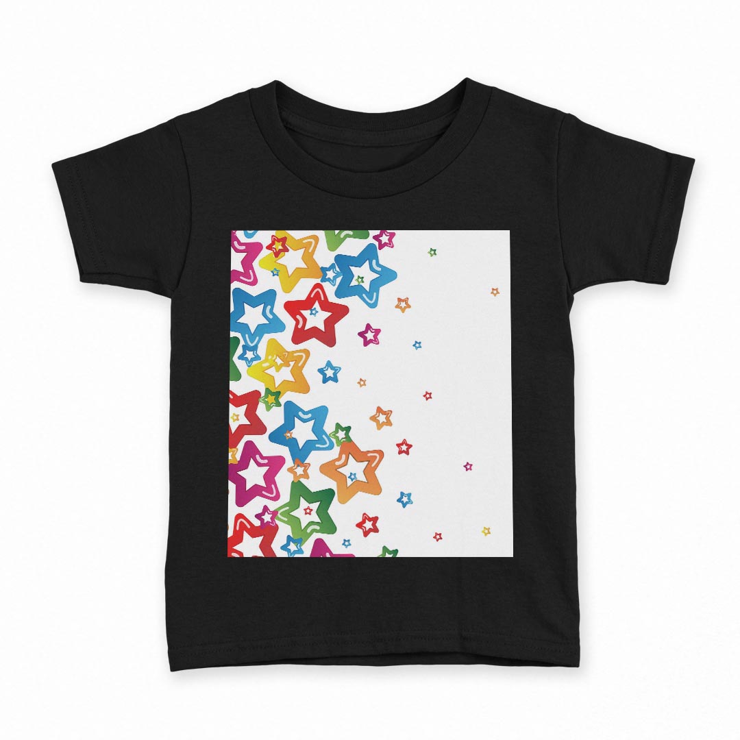tシャツ キッズ 半袖 黒地 ブラック デザイン 90 100 110 120 130 140 150 160 Tシャツ ティーシャツ T shirt 006578 カラフル　星