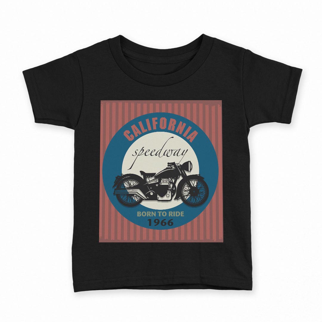 tシャツ キッズ 半袖 黒地 ブラック デザイン 90 100 110 120 130 140 150 160 Tシャツ ティーシャツ T shirt 006588 イラスト　バイク　英語