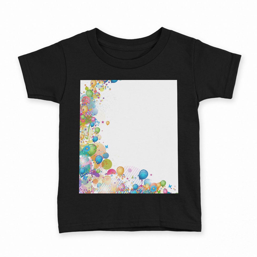 tシャツ キッズ 半袖 黒地 ブラック デザイン 90 100 110 120 130 140 150 Tシャツ ティーシャツ T shirt 006651 カラフル　風船