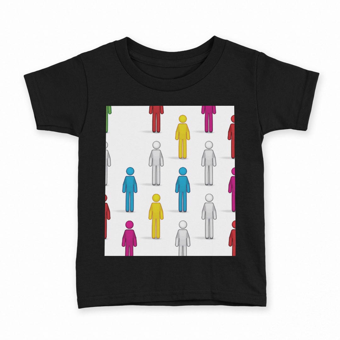tシャツ キッズ 半袖 黒地 ブラック デザイン 90 100 110 120 130 140 150 160 Tシャツ ティーシャツ T shirt 006675 人物　カラフル