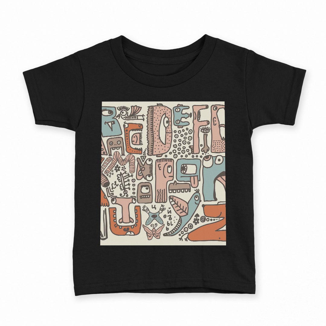 tシャツ キッズ 半袖 黒地 ブラック デザイン 90 100 110 120 130 140 150 160 Tシャツ ティーシャツ T shirt 006730 イラスト 文字