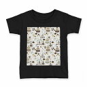 tシャツ キッズ 半袖 黒地 ブラック デザイン 90 100 110 120 130 140 150 160 Tシャツ ティーシャツ T shirt 006770 食器 模様(4)