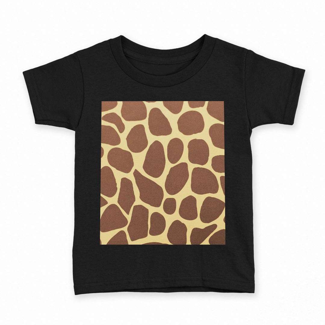 tシャツ キッズ 半袖 黒地 ブラック デザイン 90 100 110 120 130 140 150 Tシャツ ティーシャツ T shirt 006925 ジラフ柄　模様　動物