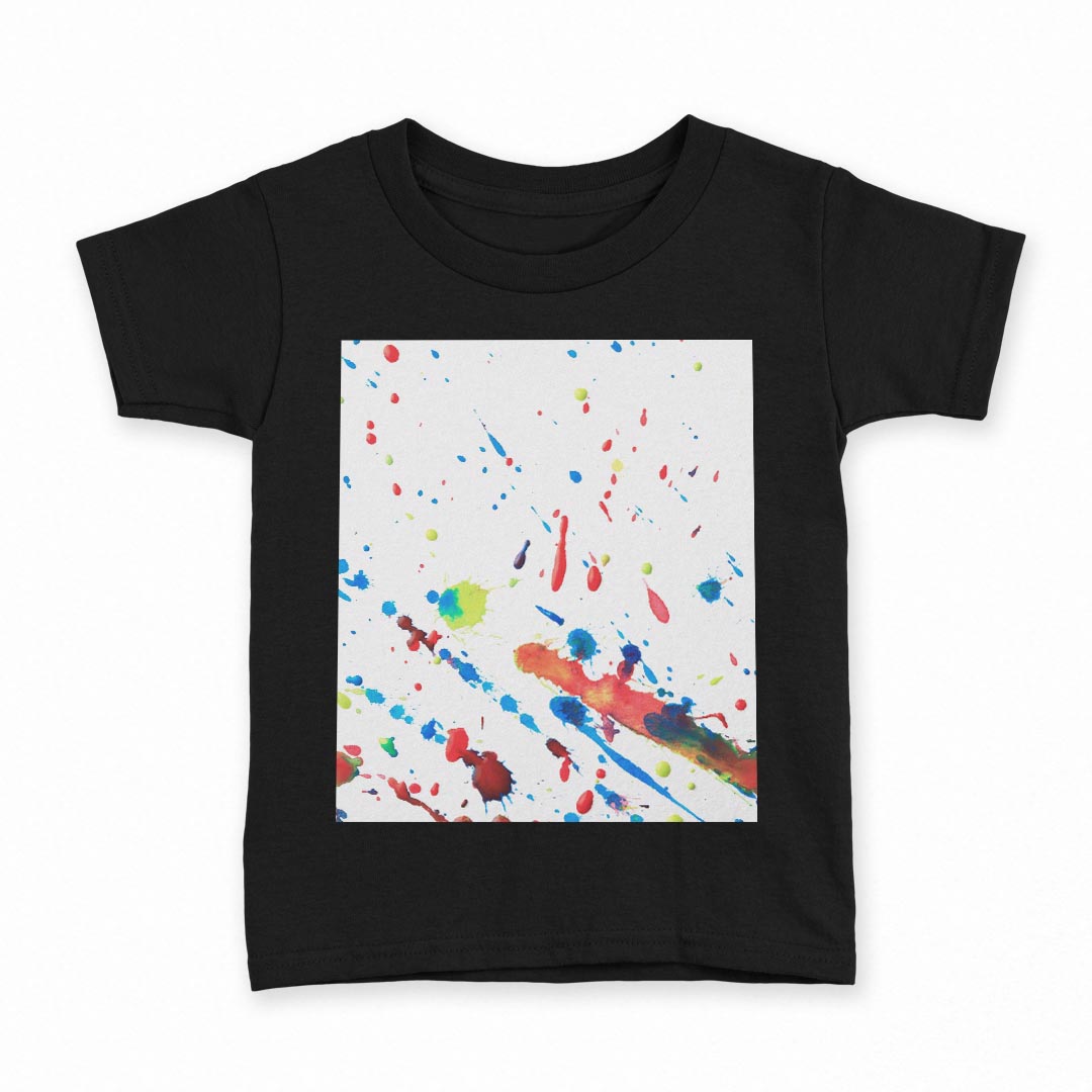 tシャツ キッズ 半袖 黒地 ブラック デザイン 90 100 110 120 130 140 150 160 Tシャツ ティーシャツ T shirt 006948 インク　カラフル
