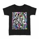 tシャツ キッズ 半袖 黒地 ブラック デザイン 90 100 110 120 130 140 150 Tシャツ ティーシャツ T shirt 006966 カラフル　模様