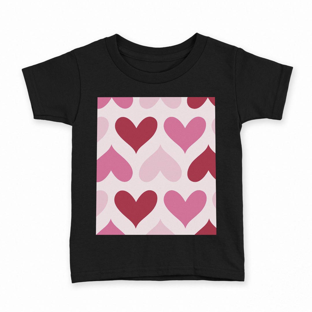 tシャツ キッズ 半袖 黒地 ブラック デザイン 90 100 110 120 130 140 150 Tシャツ ティーシャツ T shirt 007011 ハート　模様