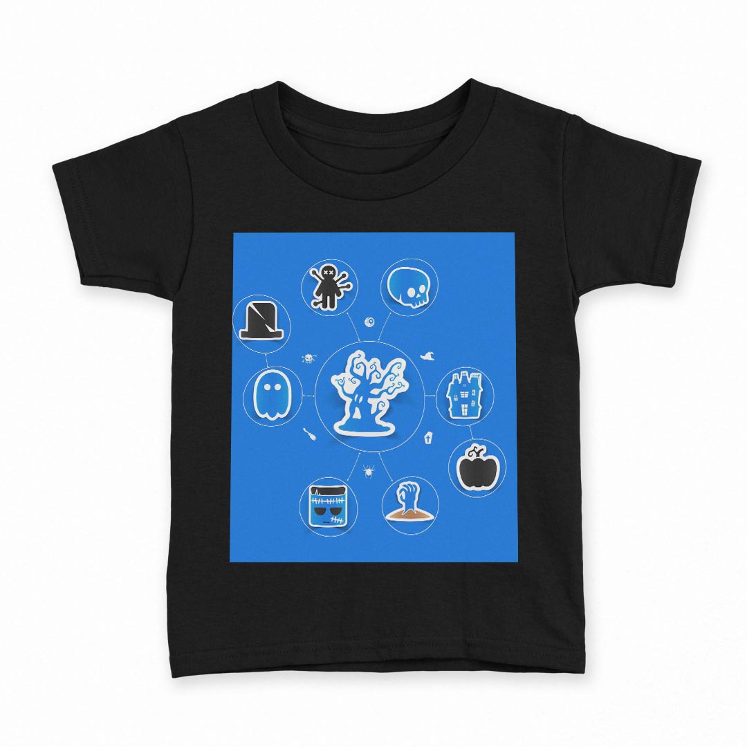 tシャツキッズ半袖黒地ブラックデザ...