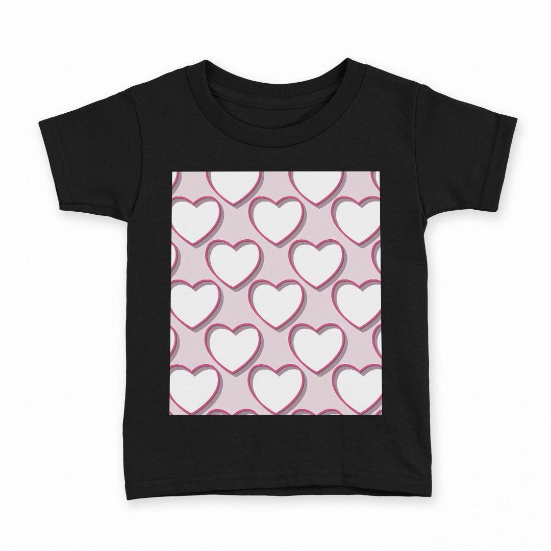 tシャツ キッズ 半袖 黒地 ブラック デザイン 90 100 110 120 130 140 150 160 Tシャツ ティーシャツ T shirt 007125 ハート 模様