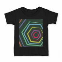 tシャツ キッズ 半袖 黒地 ブラック デザイン 90 100 110 120 130 140 150 160 Tシャツ ティーシャツ T shirt 007161 カラフル レインボー