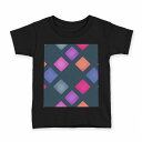tシャツ キッズ 半袖 黒地 ブラック デザイン 90 100 110 120 130 140 150 160 Tシャツ ティーシャツ T shirt 007177 カラフル 模様(4)