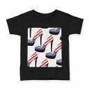 tシャツ キッズ 半袖 黒地 ブラック デザイン 90 100 110 120 130 140 150 Tシャツ ティーシャツ T shirt 007297 米国　国旗　靴　ヒール