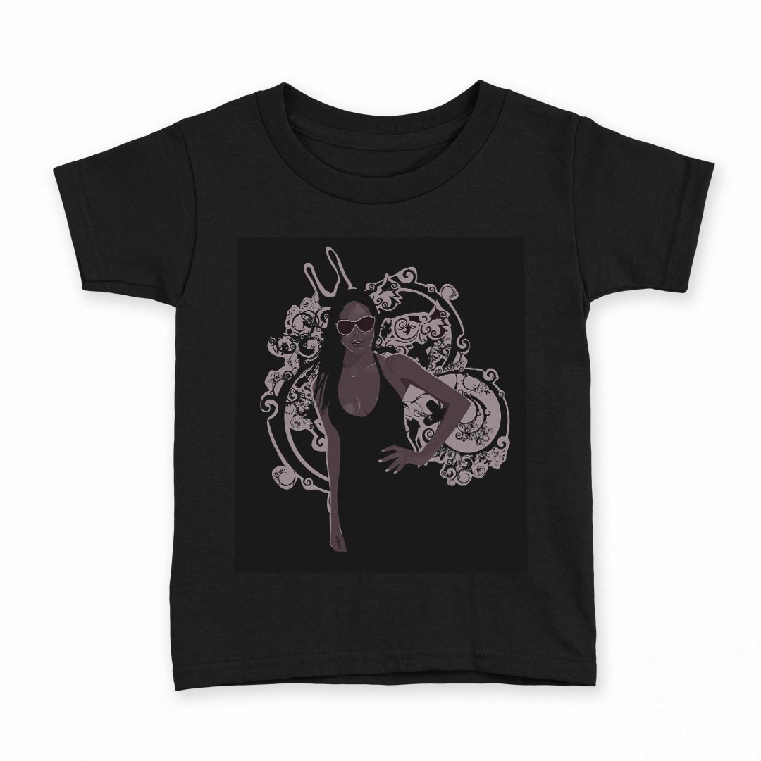 tシャツ キッズ 半袖 黒地 ブラック デザイン 90 100 110 120 130 140 150 160 Tシャツ ティーシャツ T shirt 007312 黒　ブラック　人物　イラスト