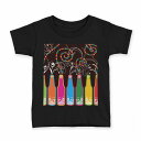 tシャツ キッズ 半袖 黒地 ブラック デザイン 90 100 110 120 130 140 150 160 Tシャツ ティーシャツ T shirt 007333 カラフル 飲み物 レインボー