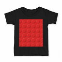 tシャツ キッズ 半袖 黒地 ブラック デザイン 90 100 110 120 130 140 150 160 Tシャツ ティーシャツ T shirt 007348 レゴ ブロック 赤 レッド(4)