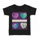 tシャツ キッズ 半袖 黒地 ブラック デザイン 90 100 110 120 130 140 150 160 Tシャツ ティーシャツ T shirt 007384 ハート カラフル 紫 文字(4)