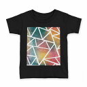 tシャツ キッズ 半袖 黒地 ブラック デザイン 90 100 110 120 130 140 150 160 Tシャツ ティーシャツ T shirt 007391 カラフル レインボー 模様