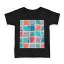 tシャツ キッズ 半袖 黒地 ブラック デザイン 90 100 110 120 130 140 150 160 Tシャツ ティーシャツ T shirt 007393 カラフル 青 ブルー 模様
