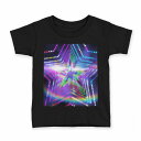 tシャツ キッズ 半袖 黒地 ブラック デザイン 90 100 110 120 130 140 150 160 Tシャツ ティーシャツ T shirt 007397 カラフル レインボー 星 スター