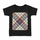 tシャツ キッズ 半袖 黒地 ブラック デザイン 90 100 110 120 130 140 150 160 Tシャツ ティーシャツ T shirt 007430 チェック 模様 カラフル