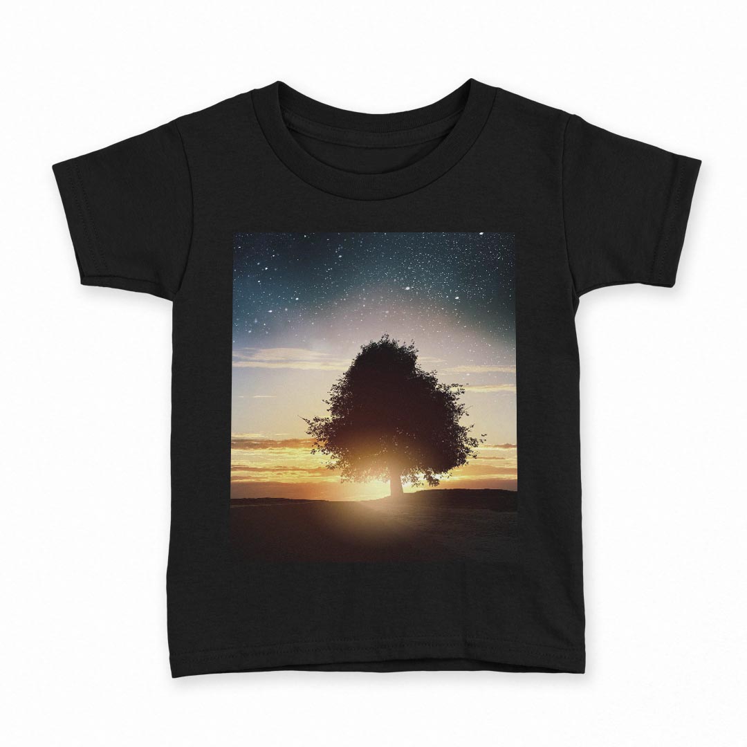 Other - tシャツ キッズ 半袖 黒地 ブラック デザイン 90 100 110 120 130 140 150 160 Tシャツ ティーシャツ T shirt 007486 写真　夕日　夜　星