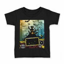 tシャツ キッズ 半袖 黒地 ブラック デザイン 90 100 110 120 130 140 150 160 Tシャツ ティーシャツ T shirt 007489 ハロウィン コウモリ レインボー