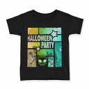 tシャツ キッズ 半袖 黒地 ブラック デザイン 90 100 110 120 130 140 150 160 Tシャツ ティーシャツ T shirt 007493 ハロウィン インク ペンキ レインボー