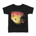 tシャツ キッズ 半袖 黒地 ブラック デザイン 90 100 110 120 130 140 150 160 Tシャツ ティーシャツ T shirt 007540 花 フラワー 赤 レッド(4)