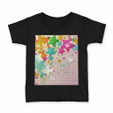 tシャツ キッズ 半袖 黒地 ブラック デザイン 90 100 110 120 130 140 150 160 Tシャツ ティーシャツ T shirt 007644 星 スター カラフル レインボー