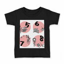 tシャツ キッズ 半袖 黒地 ブラック デザイン 90 100 110 120 130 140 150 160 Tシャツ ティーシャツ T shirt 007768 カレンダー 夏 月