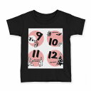 tシャツ キッズ 半袖 黒地 ブラック デザイン 90 100 110 120 130 140 150 160 Tシャツ ティーシャツ T shirt 007769 カレンダー 秋 冬 月