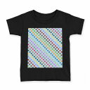 tシャツ キッズ 半袖 黒地 ブラック デザイン 90 100 110 120 130 140 150 160 Tシャツ ティーシャツ T shirt 007778 カラフル ライン 模様 レインボー