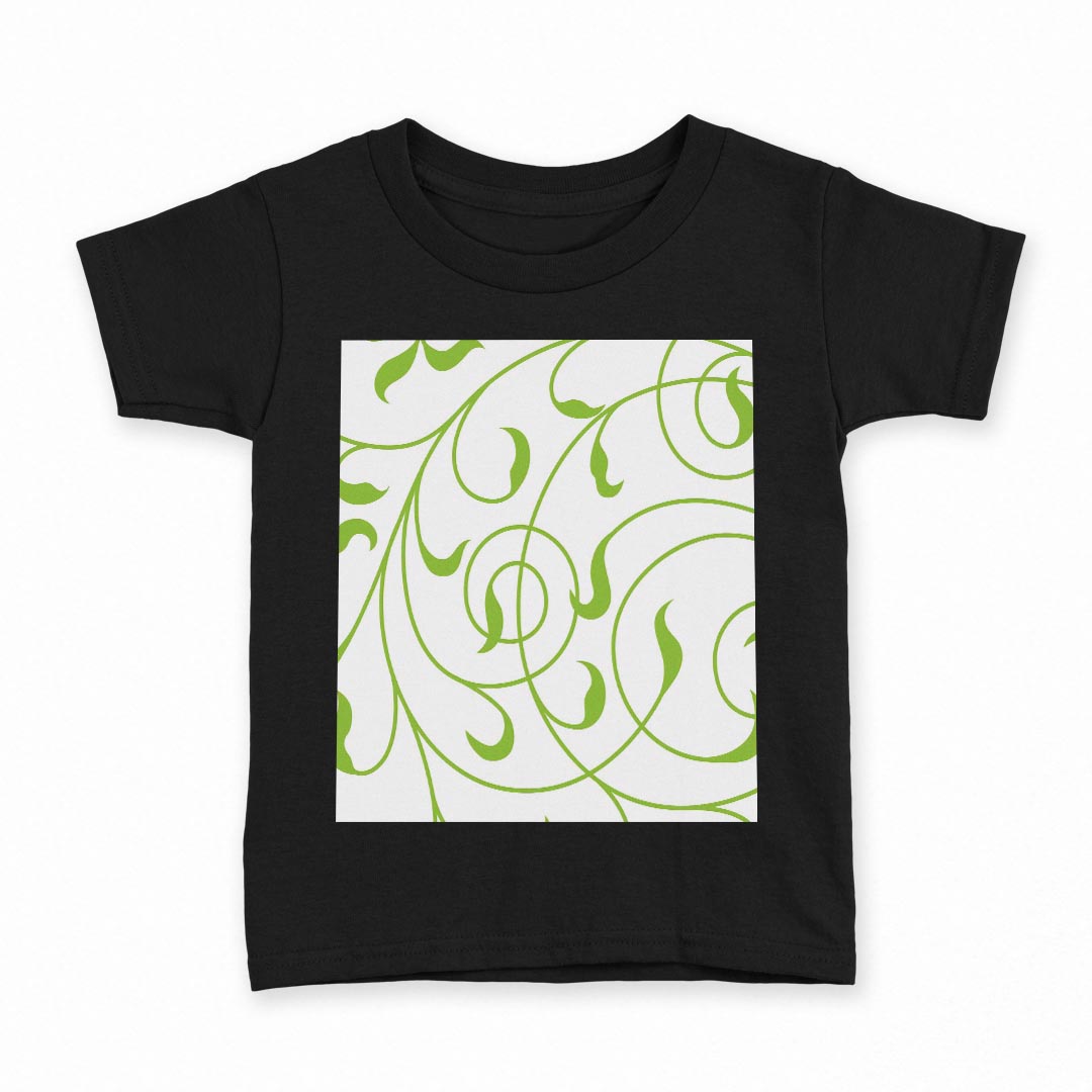 tシャツ キッズ 半袖 黒地 ブラック デザイン 90 100 110 120 130 140 150 Tシャツ ティーシャツ T shirt 007801 植物　緑　グリーン　模様