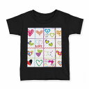 tシャツ キッズ 半袖 黒地 ブラック デザイン 90 100 110 120 130 140 150 160 Tシャツ ティーシャツ T shirt 007810 ハート カラフル イラスト(4)