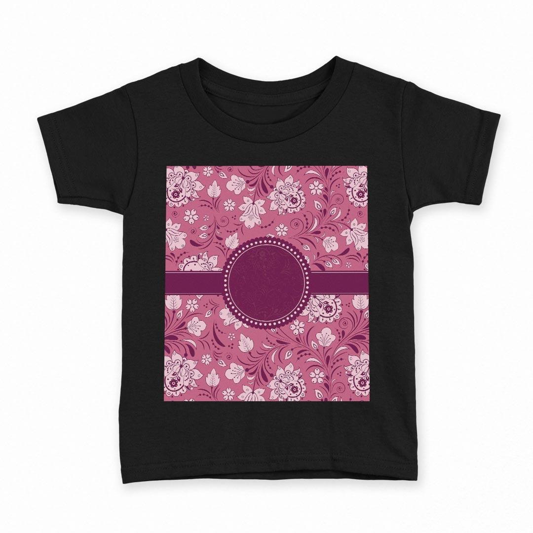 tシャツ キッズ 半袖 黒地 ブラック デザイン 90 100 110 120 130 140 150 160 Tシャツ ティーシャツ T shirt 007813 花　フラワー　ピンク　模様