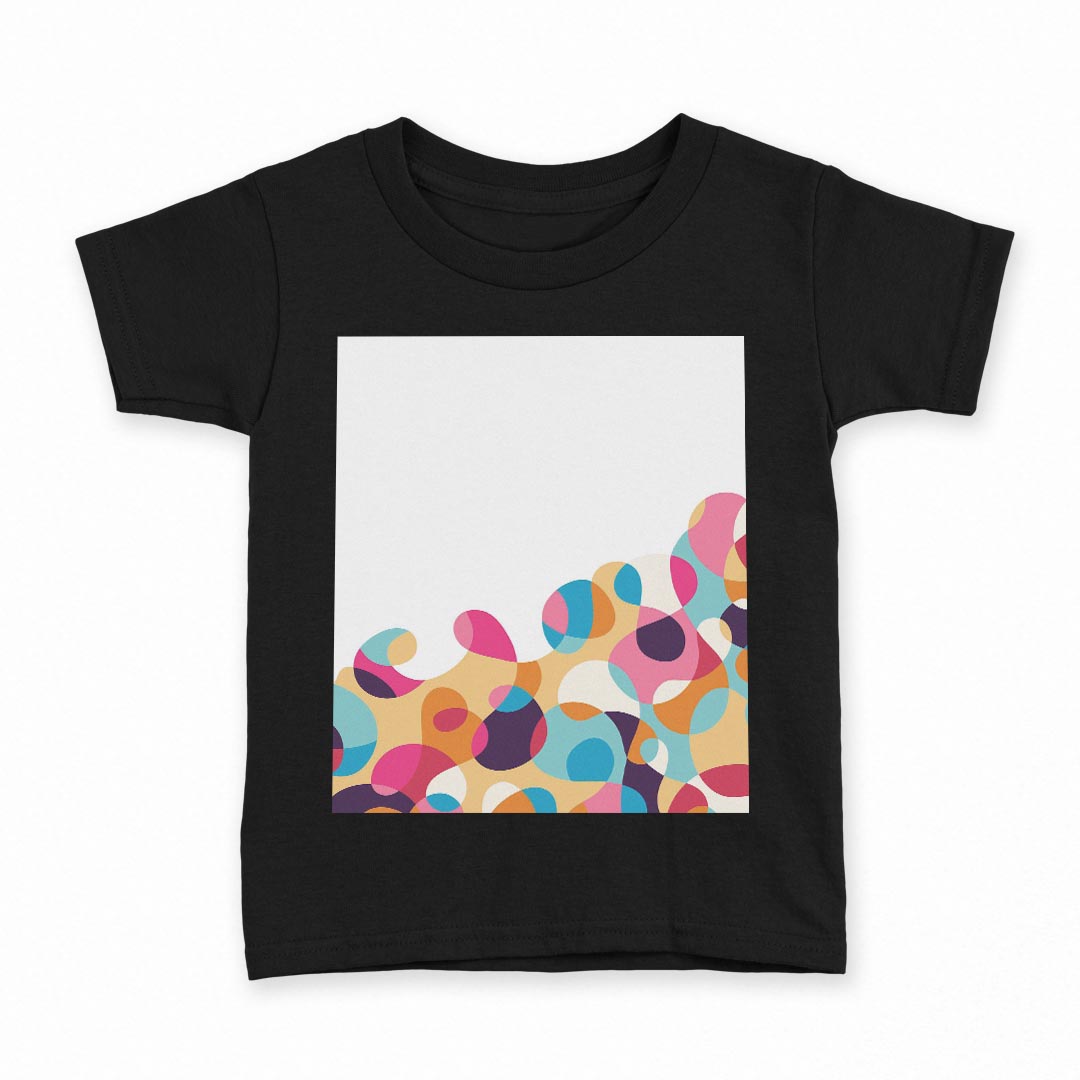 tシャツ キッズ 半袖 黒地 ブラック デザイン 90 100 110 120 130 140 150 Tシャツ ティーシャツ T shirt 007933 カラフル　模様　ピンク