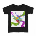 tシャツ キッズ 半袖 黒地 ブラック デザイン 90 100 110 120 130 140 150 Tシャツ ティーシャツ T shirt 007940 インク ペンキ カラフル